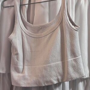 NIKI BIKI White Ribbed Layering Casual Square Neck One Size Women's Crop-top